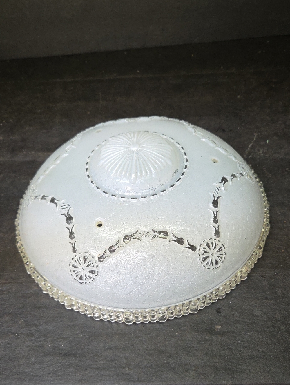 Vintage Art Deco or MCM Glass  Ceiling Cover Light Shade